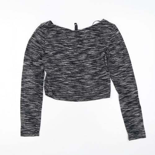 Divided Womens Black Striped Viscose Basic T-Shirt Size XS Round Neck