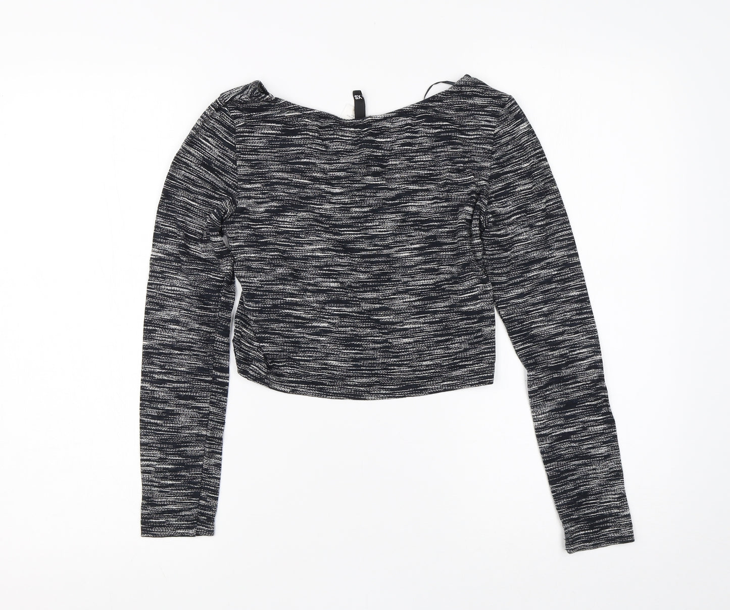 Divided Womens Black Striped Viscose Basic T-Shirt Size XS Round Neck