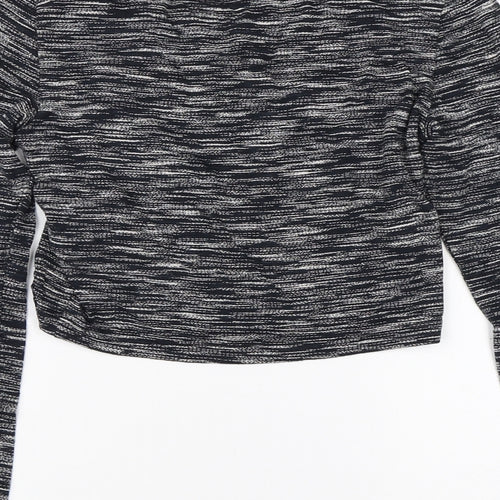 Divided Womens Black Striped Viscose Basic T-Shirt Size XS Round Neck