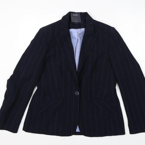 Debenhams Womens Blue Pinstripe Polyester Jacket Suit Jacket Size 14