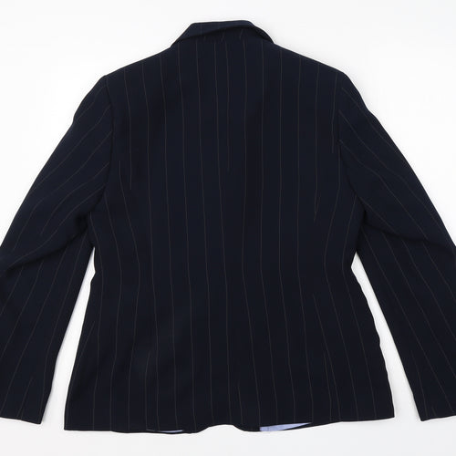 Debenhams Womens Blue Pinstripe Polyester Jacket Suit Jacket Size 14