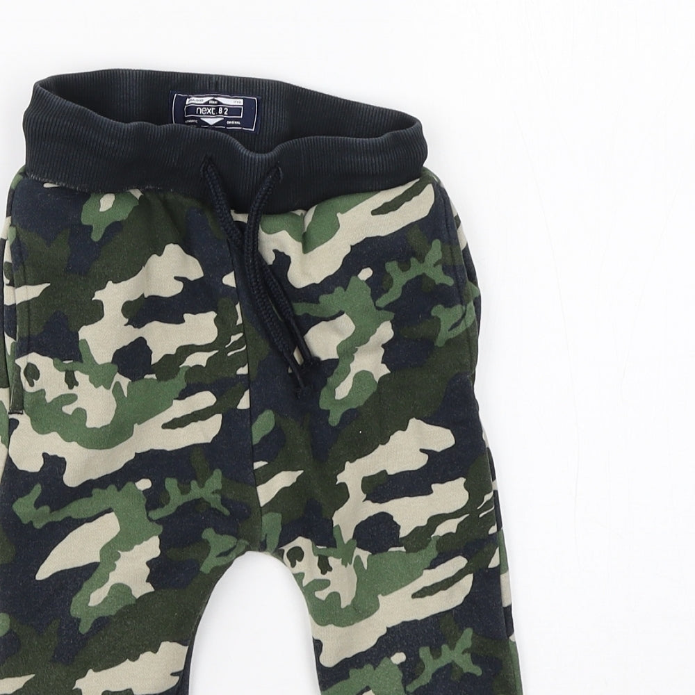 NEXT Boys Green Camouflage Cotton Sweatpants Trousers Size 18-24 Months