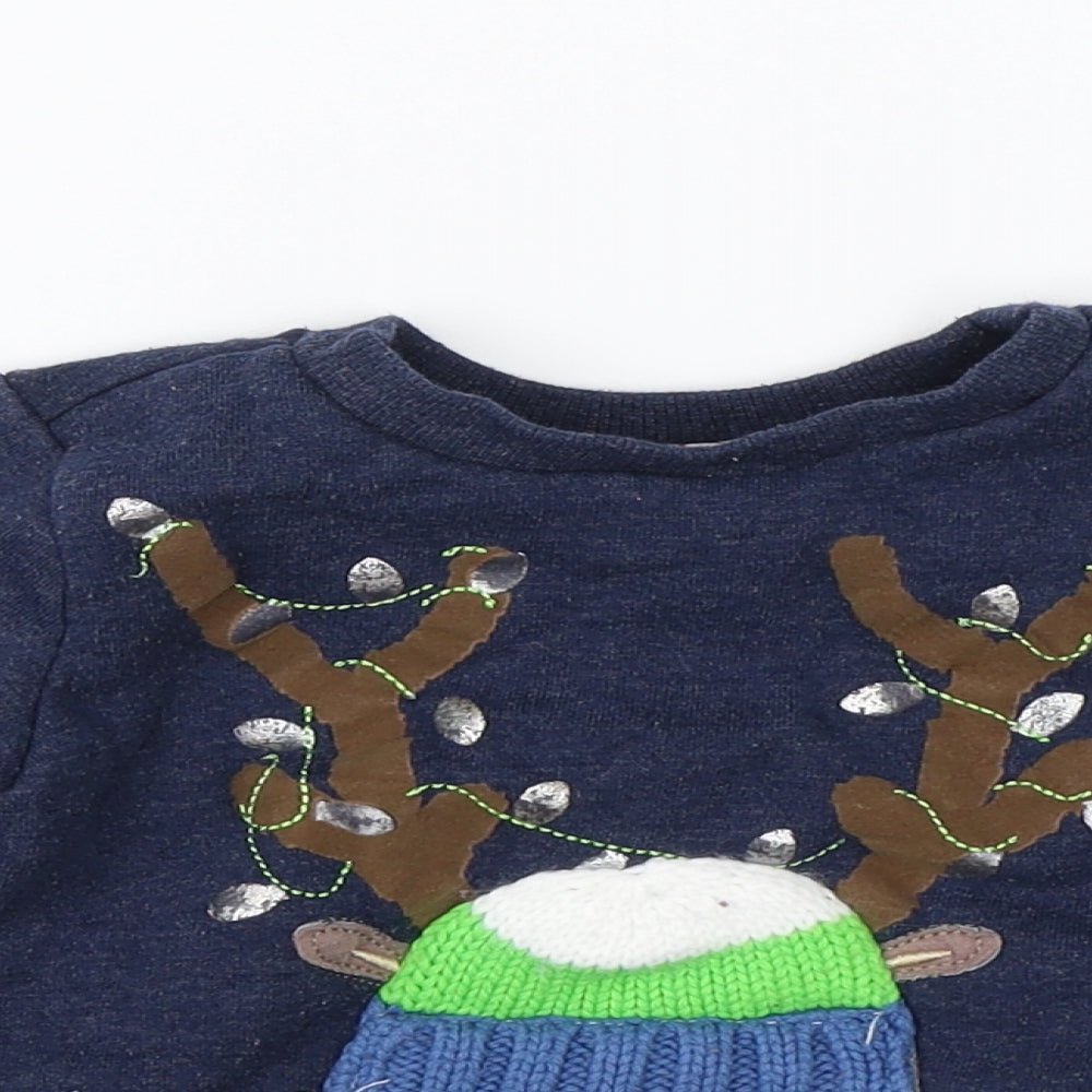 F&F Boys Blue  Cotton Pullover Jumper Size 18-24 Months   - christmas
