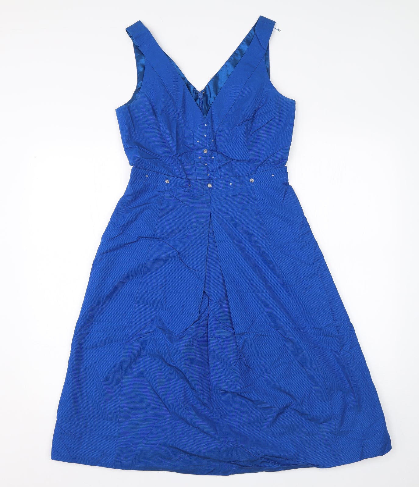 Monsoon Womens Blue  Cotton A-Line  Size 8  V-Neck