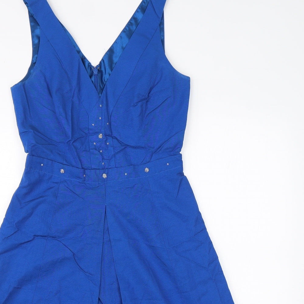 Monsoon Womens Blue  Cotton A-Line  Size 8  V-Neck