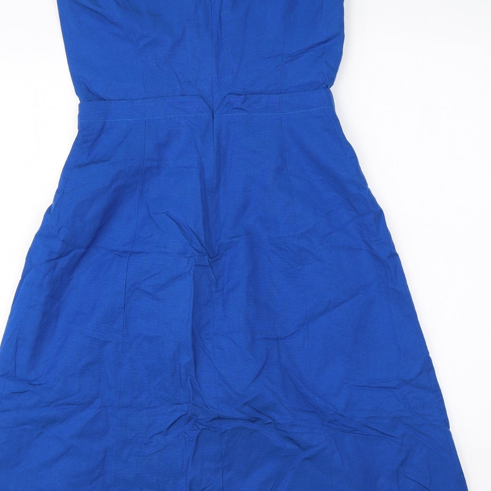 Monsoon Womens Blue  Cotton A-Line  Size 8  V-Neck
