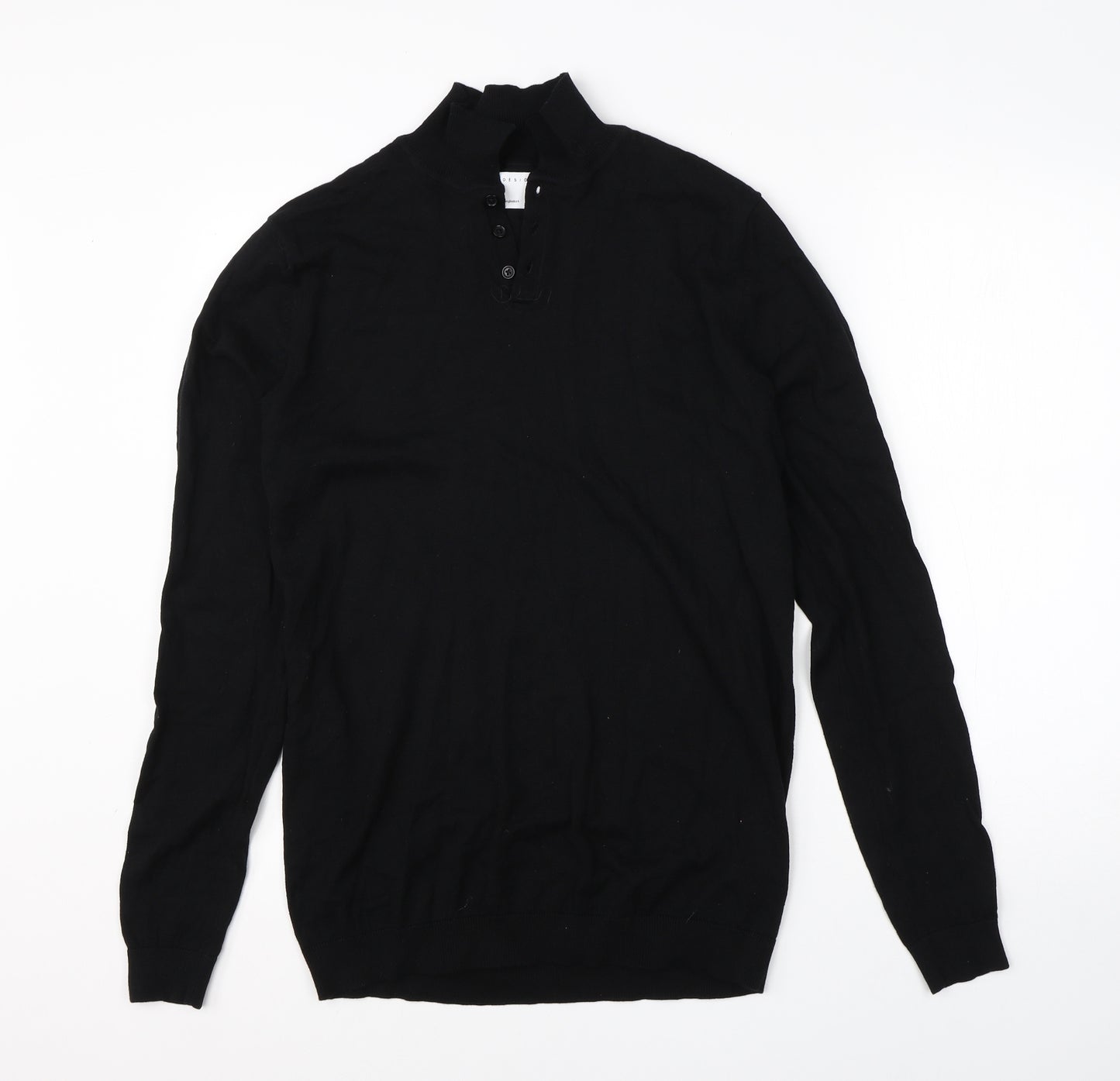 ASOS Mens Black Collared  Cotton Pullover Jumper Size L