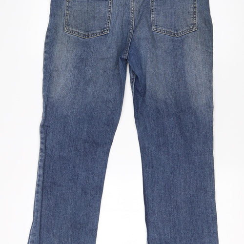 M&S Womens Blue  Cotton Straight Jeans Size 14 L28 in Regular