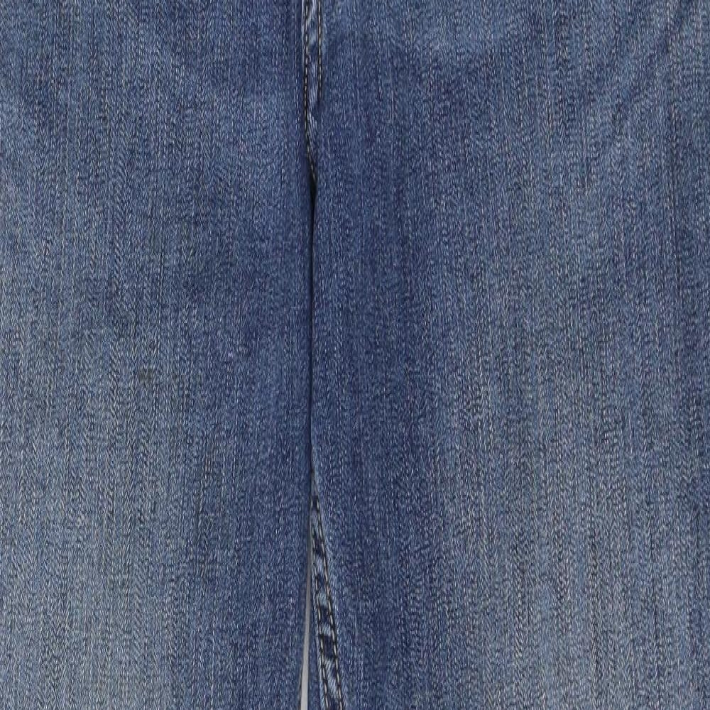 M&S Womens Blue  Cotton Straight Jeans Size 14 L28 in Regular