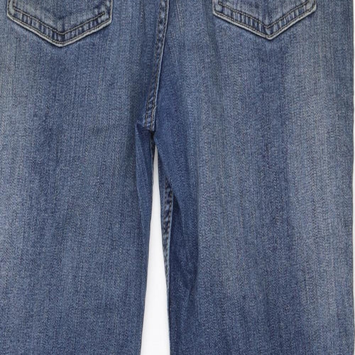 M&S Womens Blue  Cotton Straight Jeans Size 14 L28 in Regular