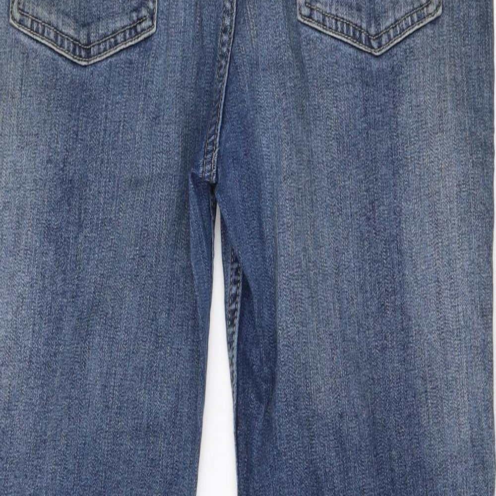 M&S Womens Blue  Cotton Straight Jeans Size 14 L28 in Regular