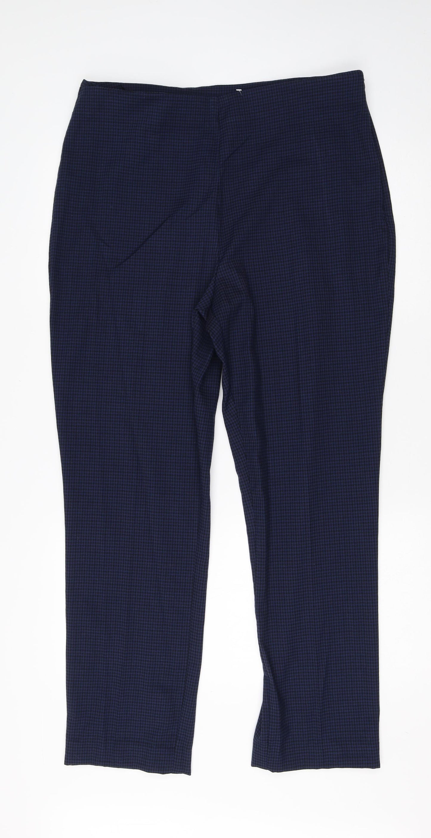 Isle Womens Blue Check Viscose Dress Pants Trousers Size 16 L27 in Regular