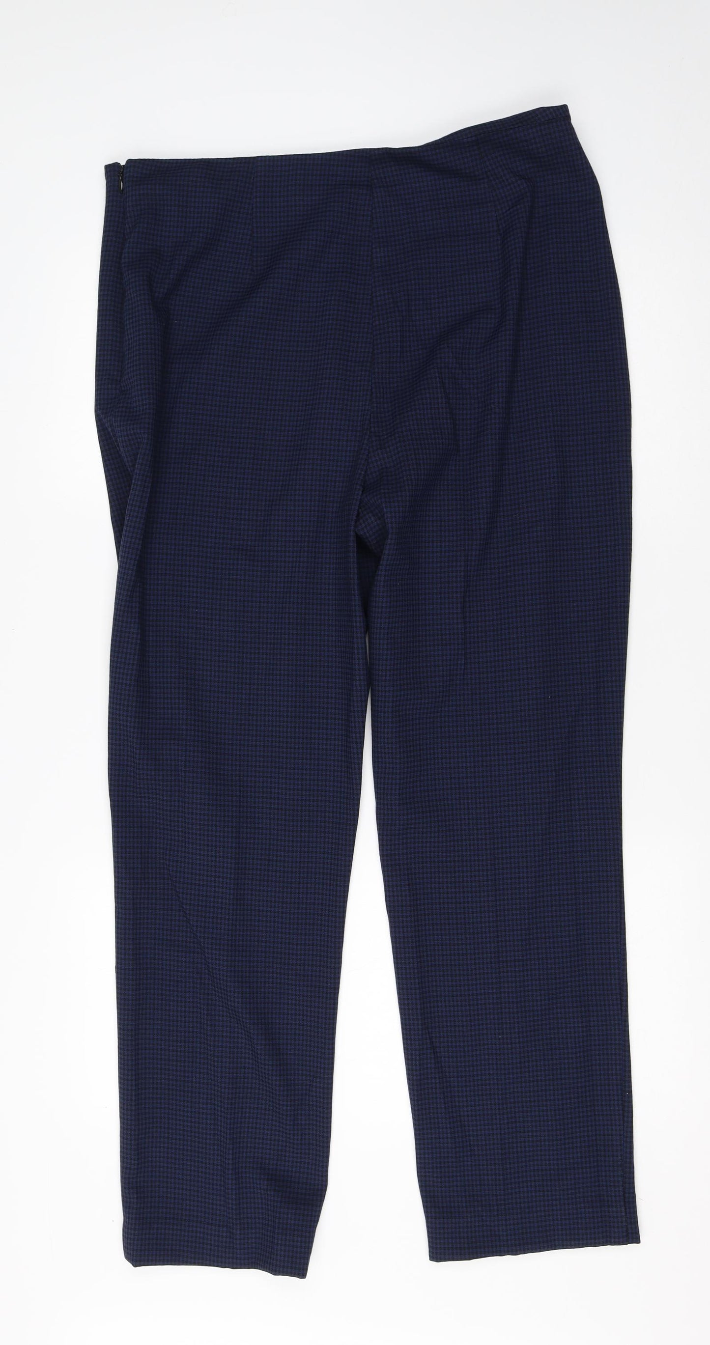 Isle Womens Blue Check Viscose Dress Pants Trousers Size 16 L27 in Regular