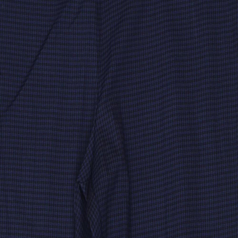 Isle Womens Blue Check Viscose Dress Pants Trousers Size 16 L27 in Regular