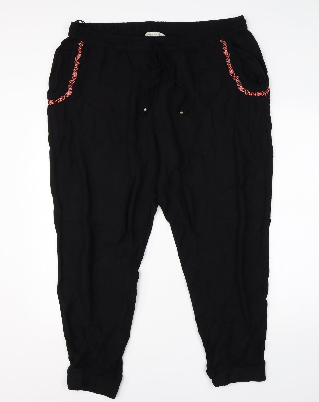 F&F Womens Black  Viscose Harem Trousers Size 20 L25 in Regular