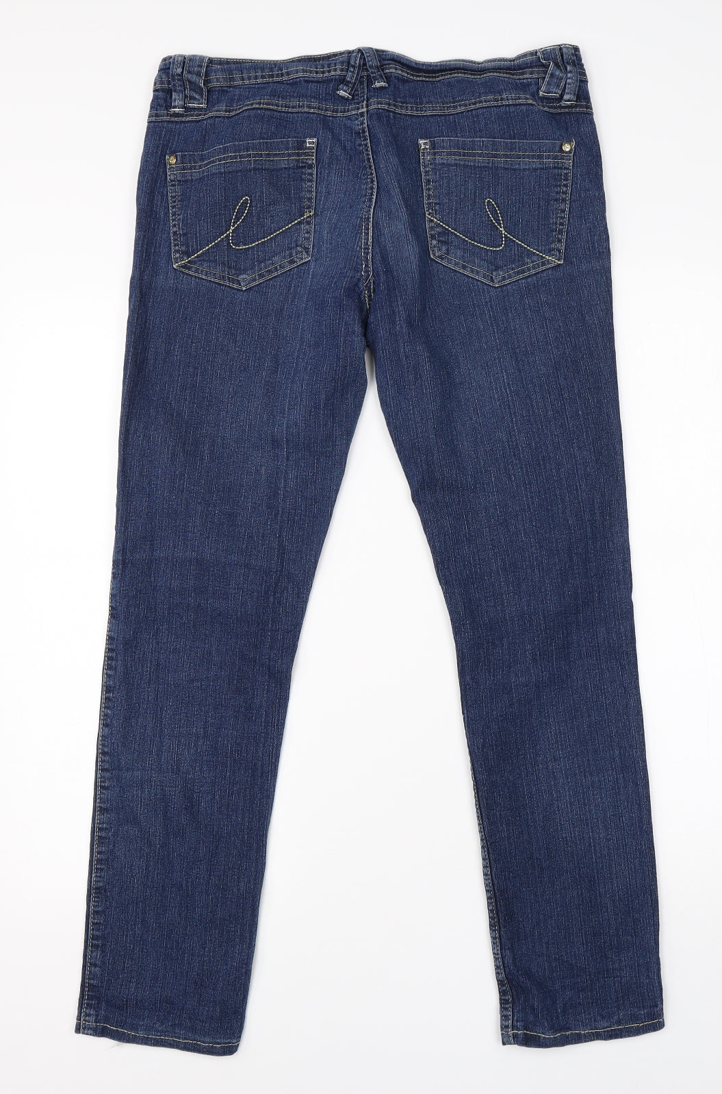 Preworn Womens Blue  Cotton Straight Jeans Size 12 L26 in Regular