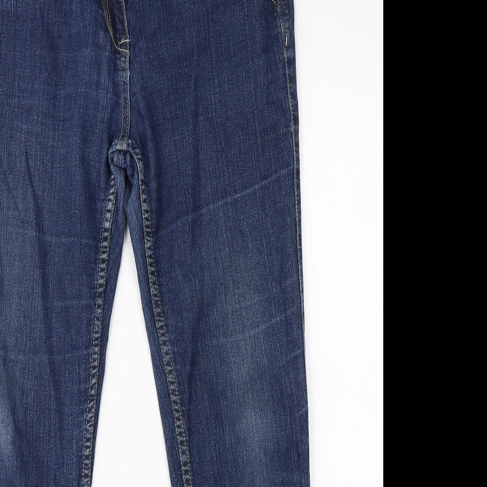 Preworn Womens Blue  Cotton Straight Jeans Size 12 L26 in Regular
