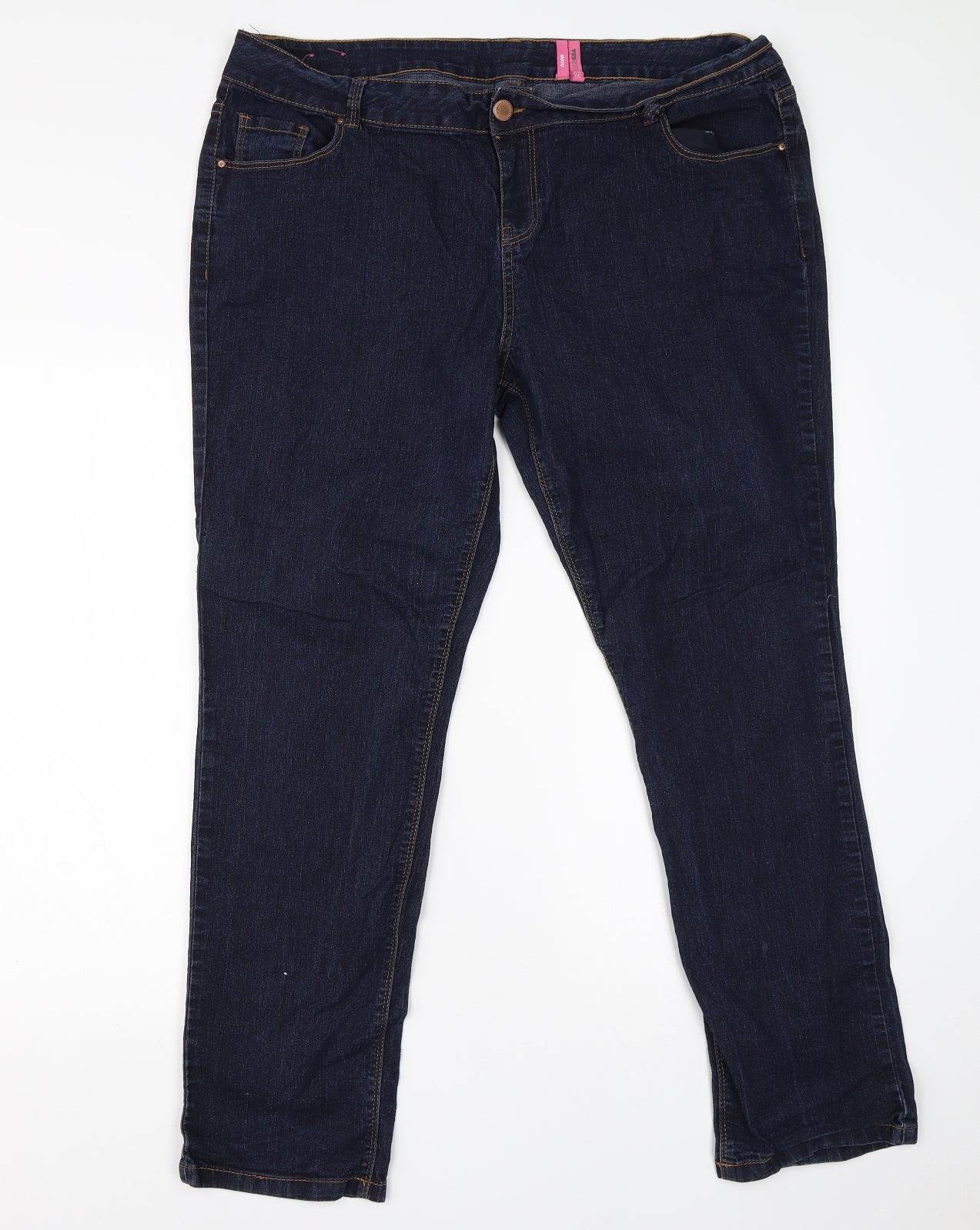 New Look Womens Blue  Cotton Straight Jeans Size 18 L28 in Regular