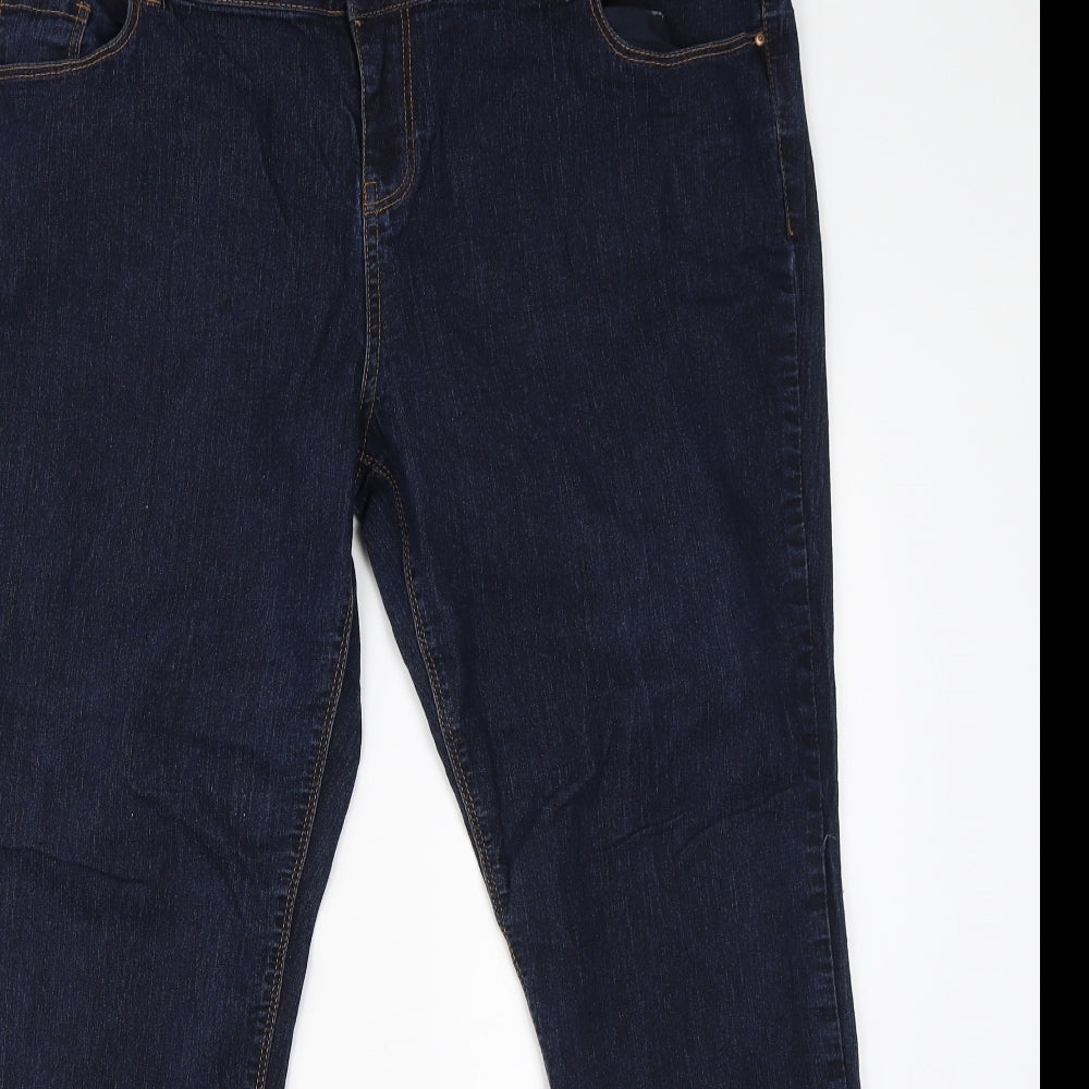 New Look Womens Blue  Cotton Straight Jeans Size 18 L28 in Regular