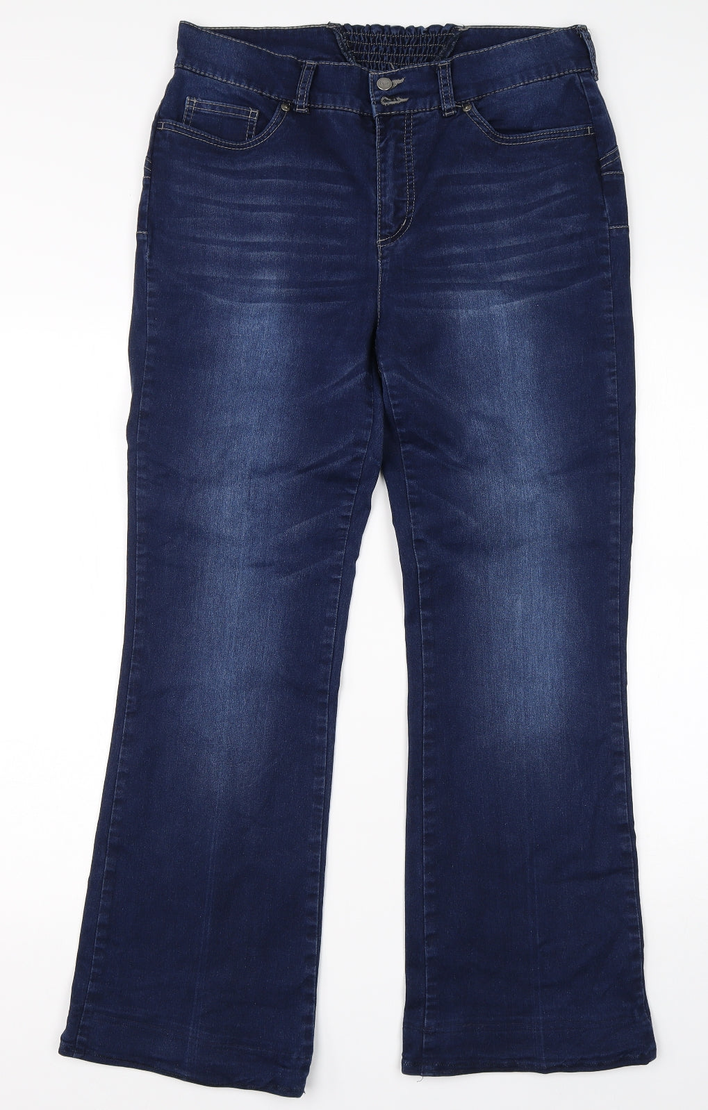 BPC Womens Blue  Cotton Wide-Leg Jeans Size 16 L28 in Regular