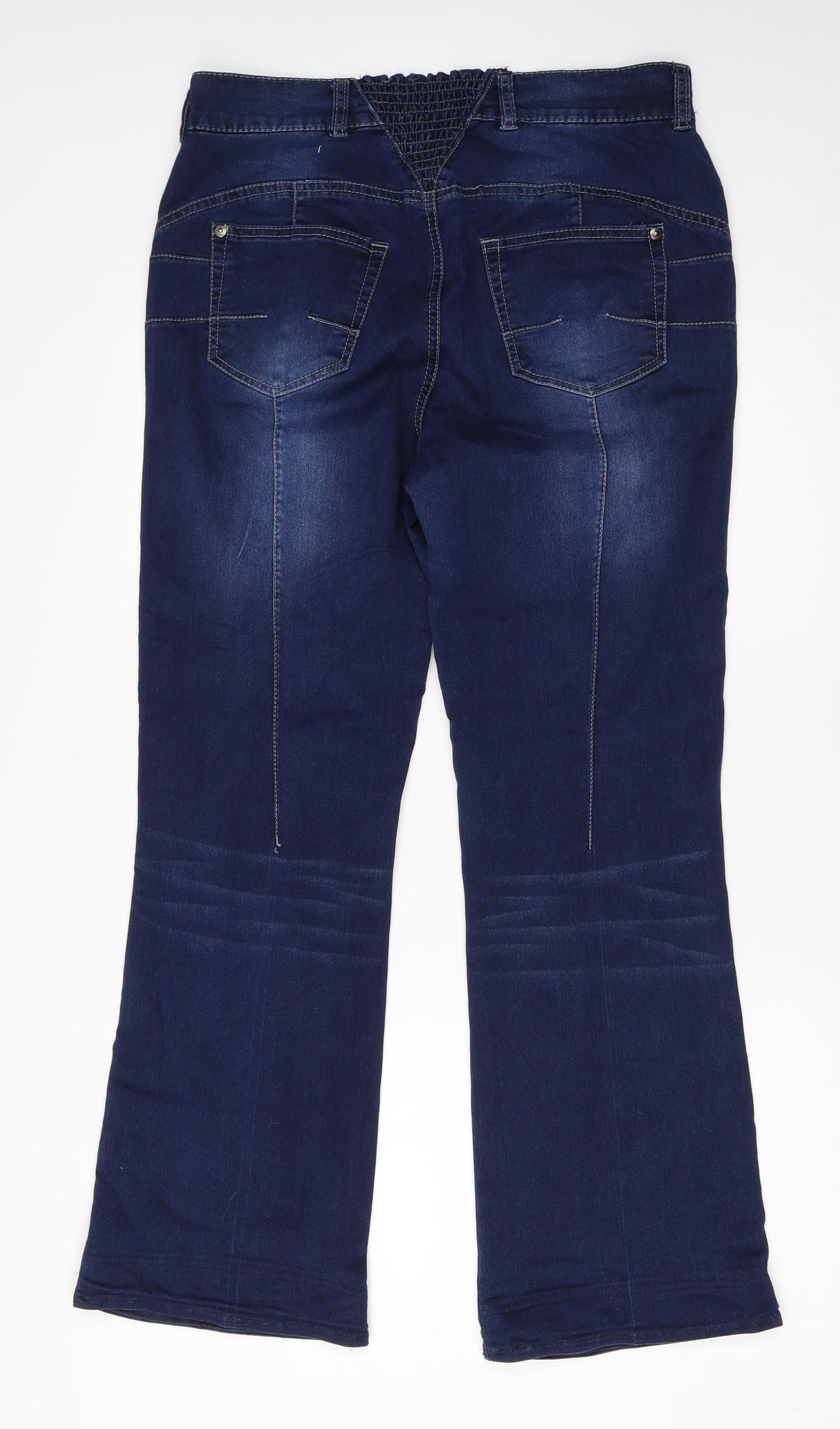 BPC Womens Blue  Cotton Wide-Leg Jeans Size 16 L28 in Regular