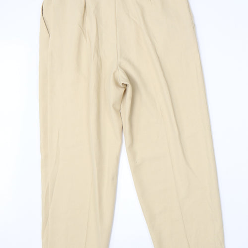 M&S Womens Beige  Viscose Dress Pants Trousers Size 14 L24 in Regular