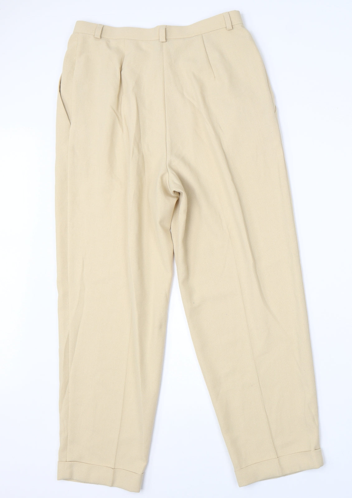 M&S Womens Beige  Viscose Dress Pants Trousers Size 14 L24 in Regular