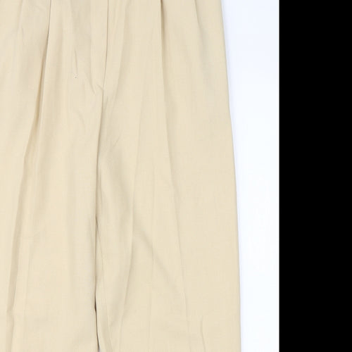 M&S Womens Beige  Viscose Dress Pants Trousers Size 14 L24 in Regular