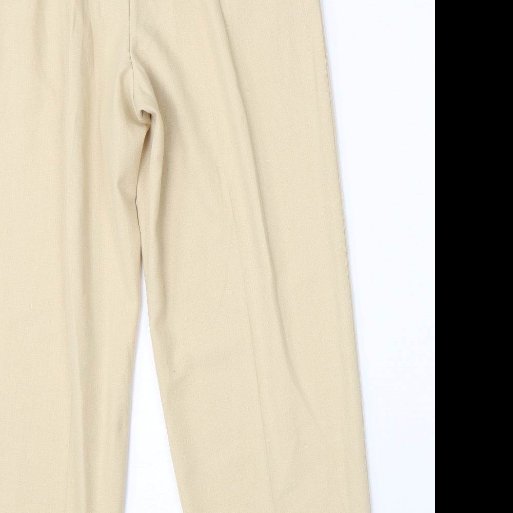 M&S Womens Beige  Viscose Dress Pants Trousers Size 14 L24 in Regular