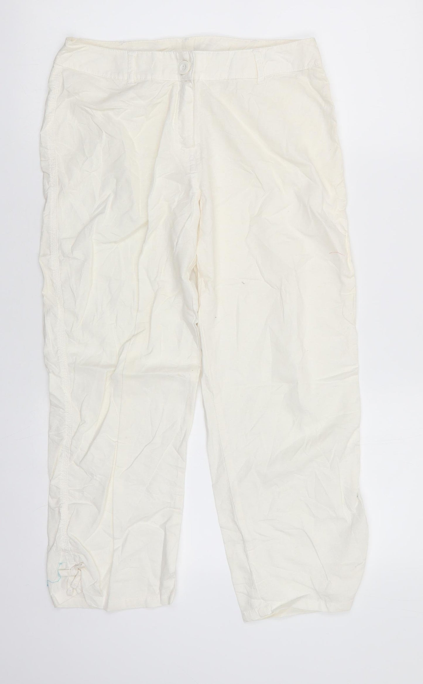 NEXT Girls Ivory  Linen Dress Pants Trousers Size 14 Years  Regular  - Linen Look trousers Bows on ankle