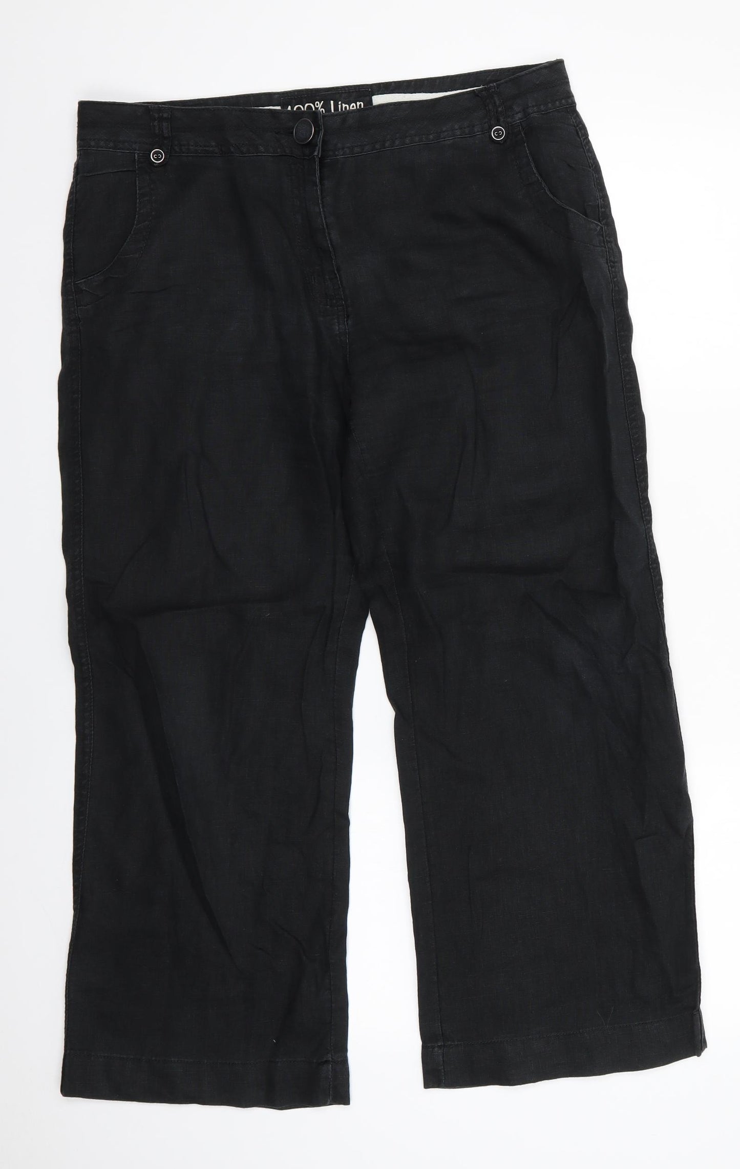 George Womens Black  Linen Trousers  Size 14 L27 in Regular  - Linen trousers