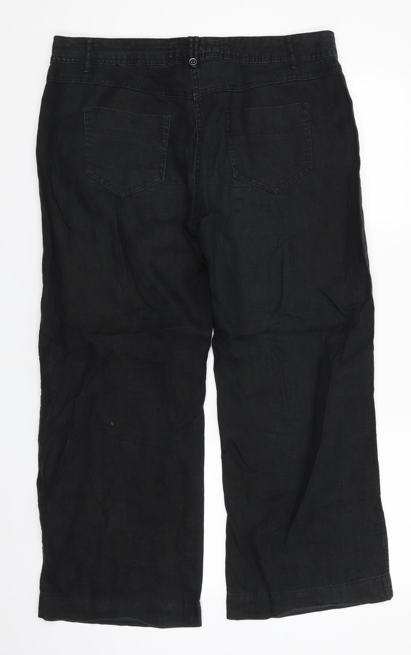 George Womens Black  Linen Trousers  Size 14 L27 in Regular  - Linen trousers