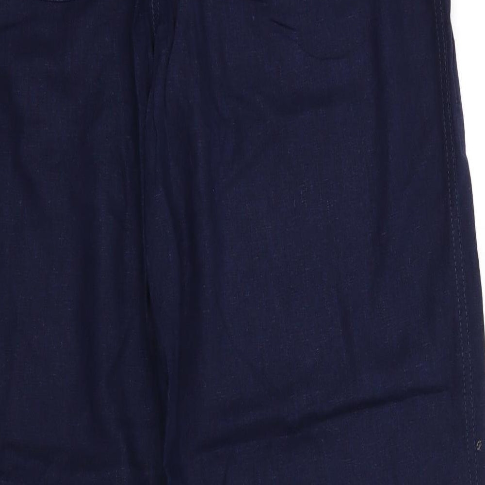 Spirit at M&CO Womens Blue  Linen Trousers  Size 16 L30 in Regular  - Navy Blue Back Elastication