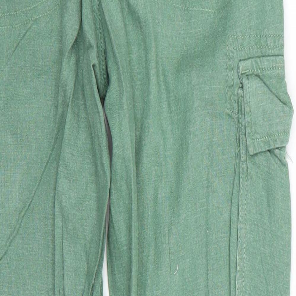 NEXT Womens Green  Linen Cargo Trousers Size 10 L29 in Regular  - Linen Look trousers Mid Green Drawstring