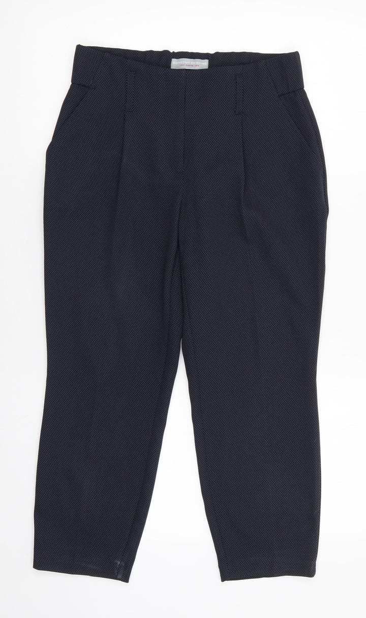 Dorothy Perkins Womens Blue Argyle/Diamond Polyester Cropped Trousers Size 8 L22.5 in Regular  - Back Elastication Tiny Diamond Print