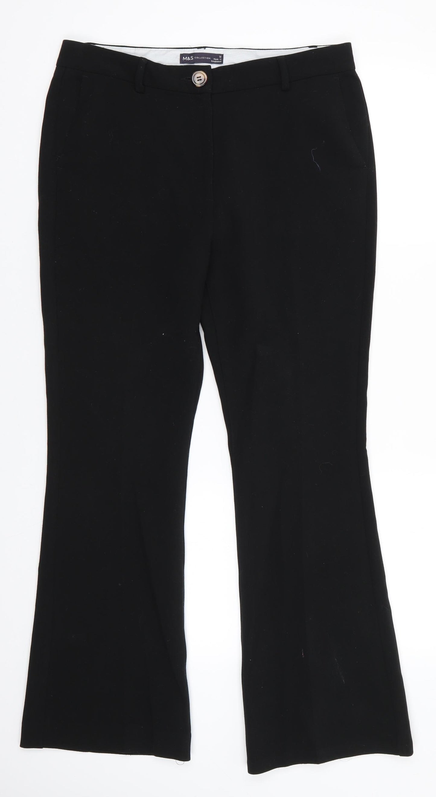 Marks and Spencer Womens Black  Polyester Bloomer Trousers Size 12 L28 in Regular