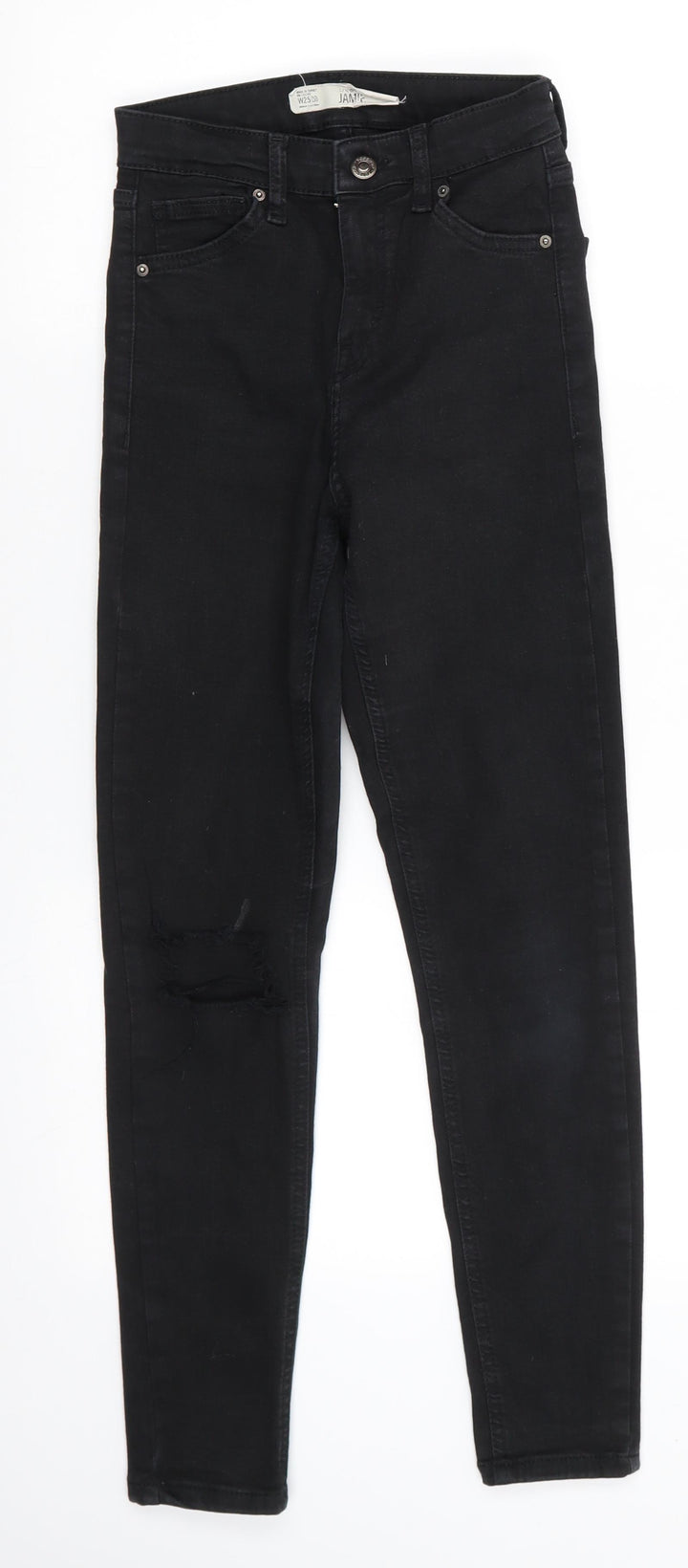 Topshop Jamie Mens Black  Cotton Skinny Jeans Size 25 in L26 in Regular