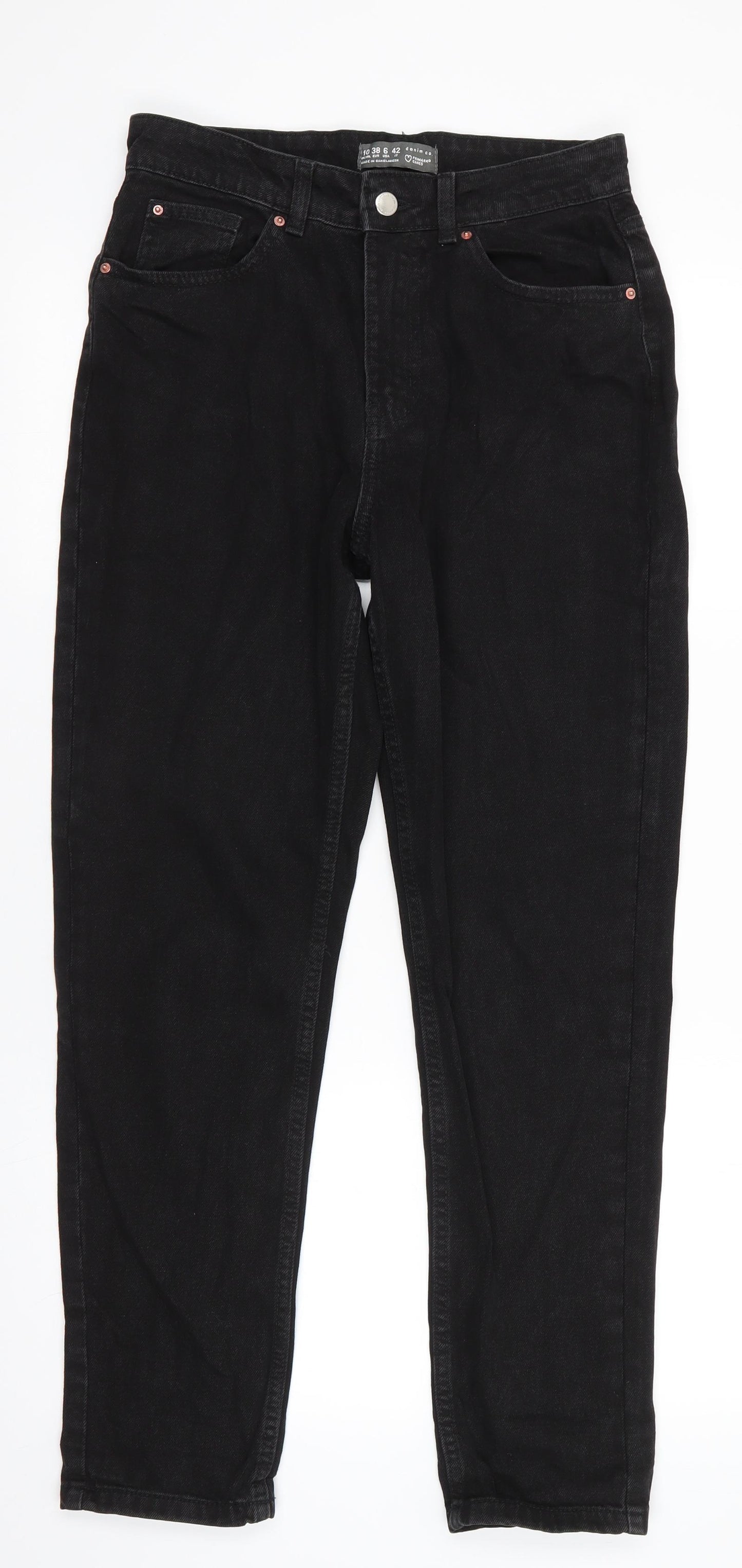 Denim Co Womens Black  Cotton Straight Jeans Size 10 L28 in Regular