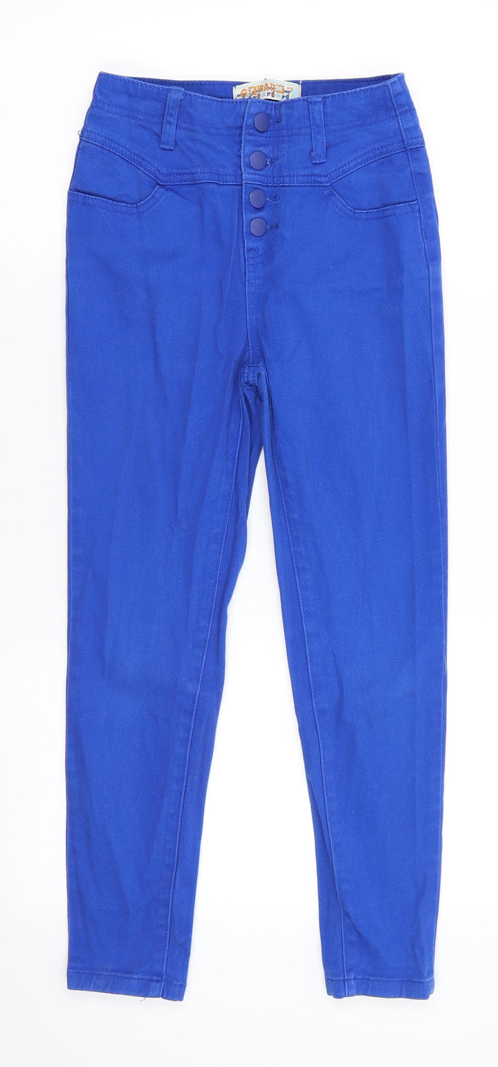 Generation 915 Girls Blue Cotton Skinny Jeans Size 11 Years Regular Button - Cobalt blue