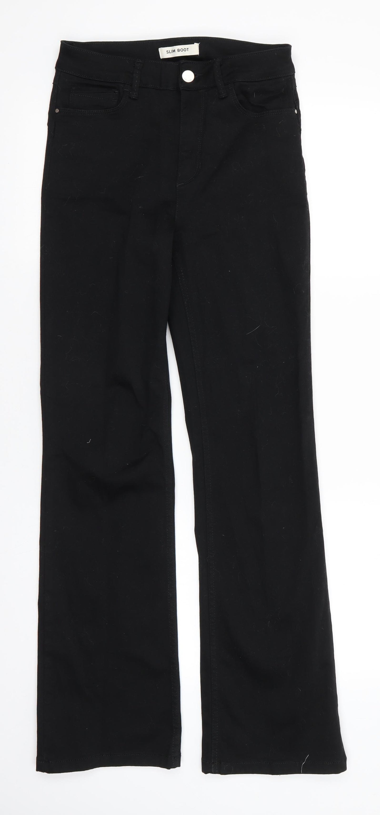 Marks and Spencer Womens Black  Cotton Bootcut Jeans Size 10 L30 in Slim