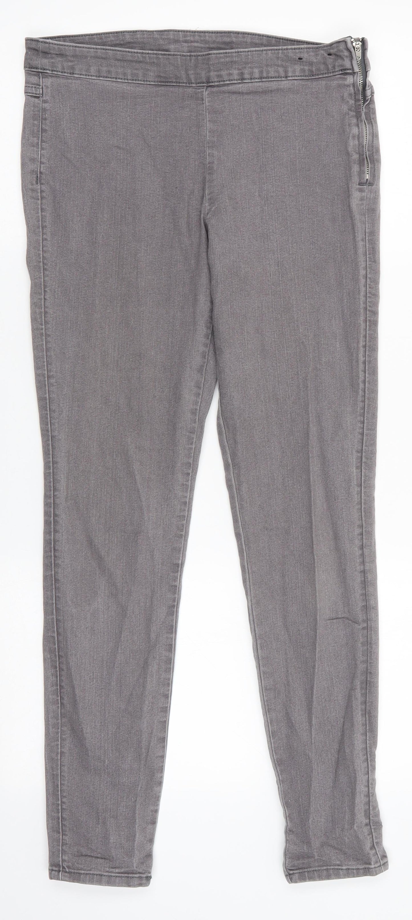 Divided Womens Grey  Cotton Skinny Jeans Size 12 L28 in Regular  - Mid grey Side Zip