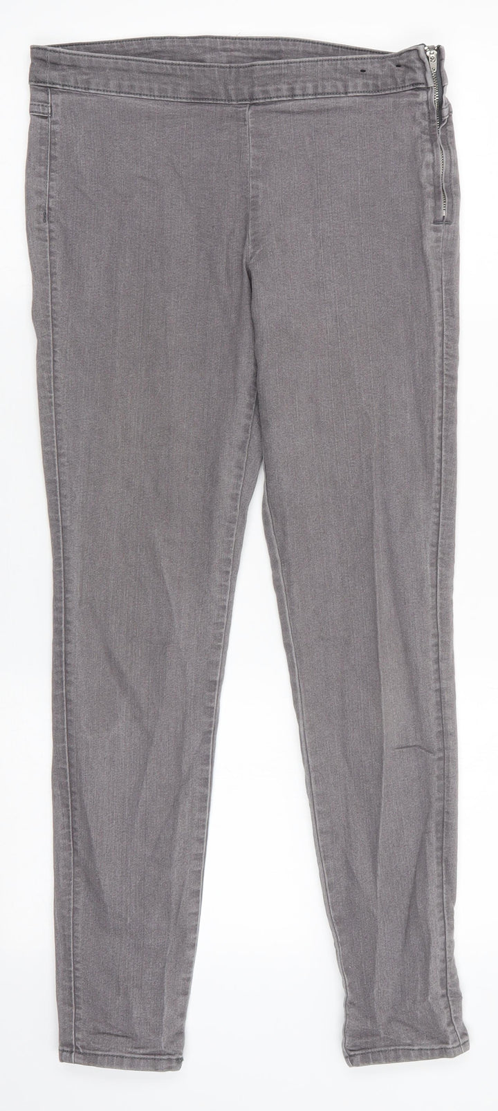 Divided Womens Grey  Cotton Skinny Jeans Size 12 L28 in Regular  - Mid grey Side Zip