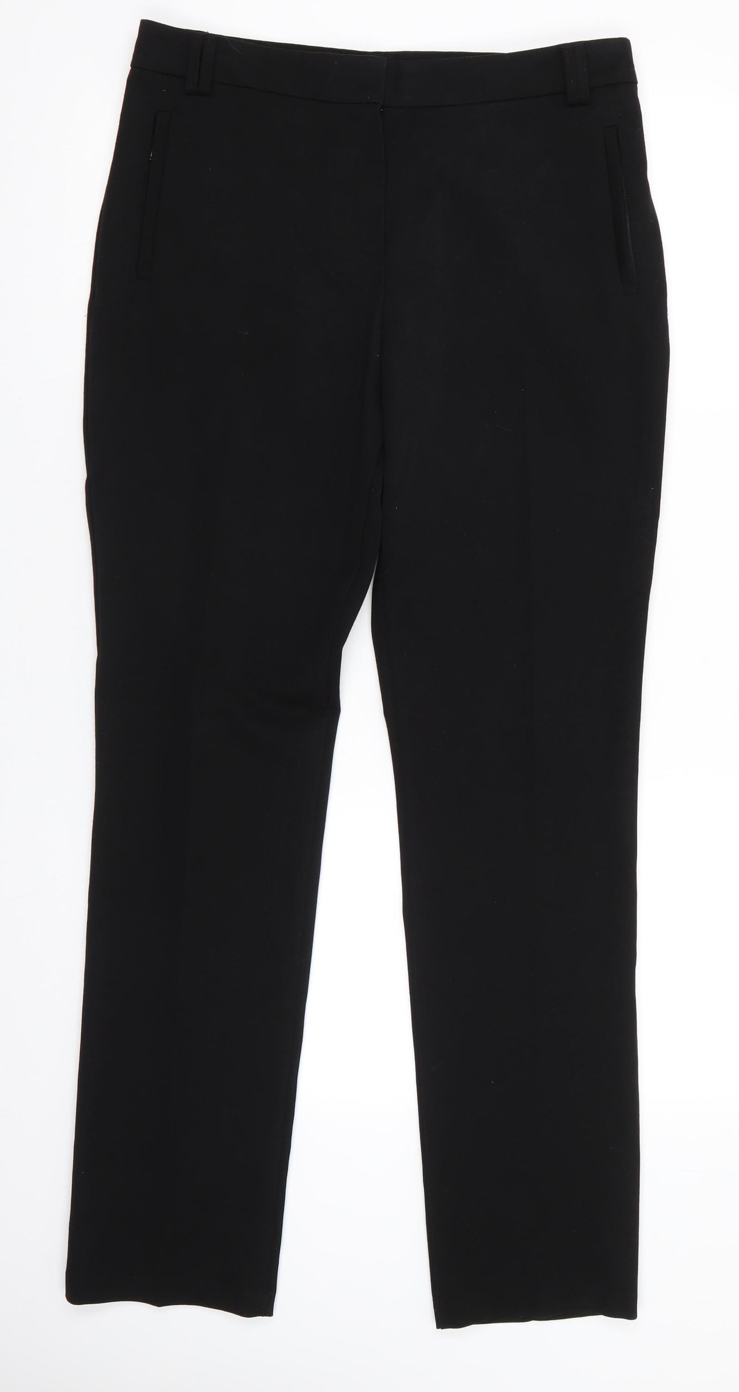 Marks and Spencer Womens Black  Polyester Trousers  Size 12 L30 in Regular  - Heavyweight