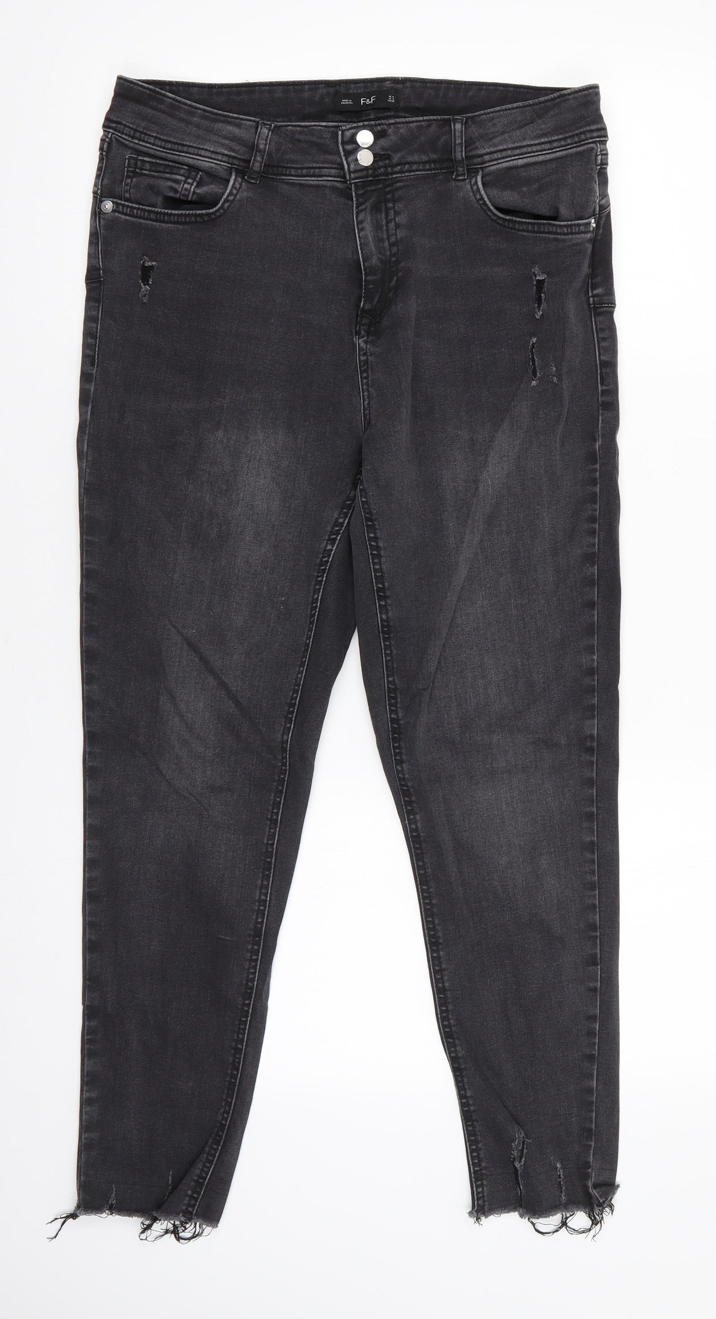 Florence and Fred Womens Black  Cotton Cropped Jeans Size 14 L25 in Regular