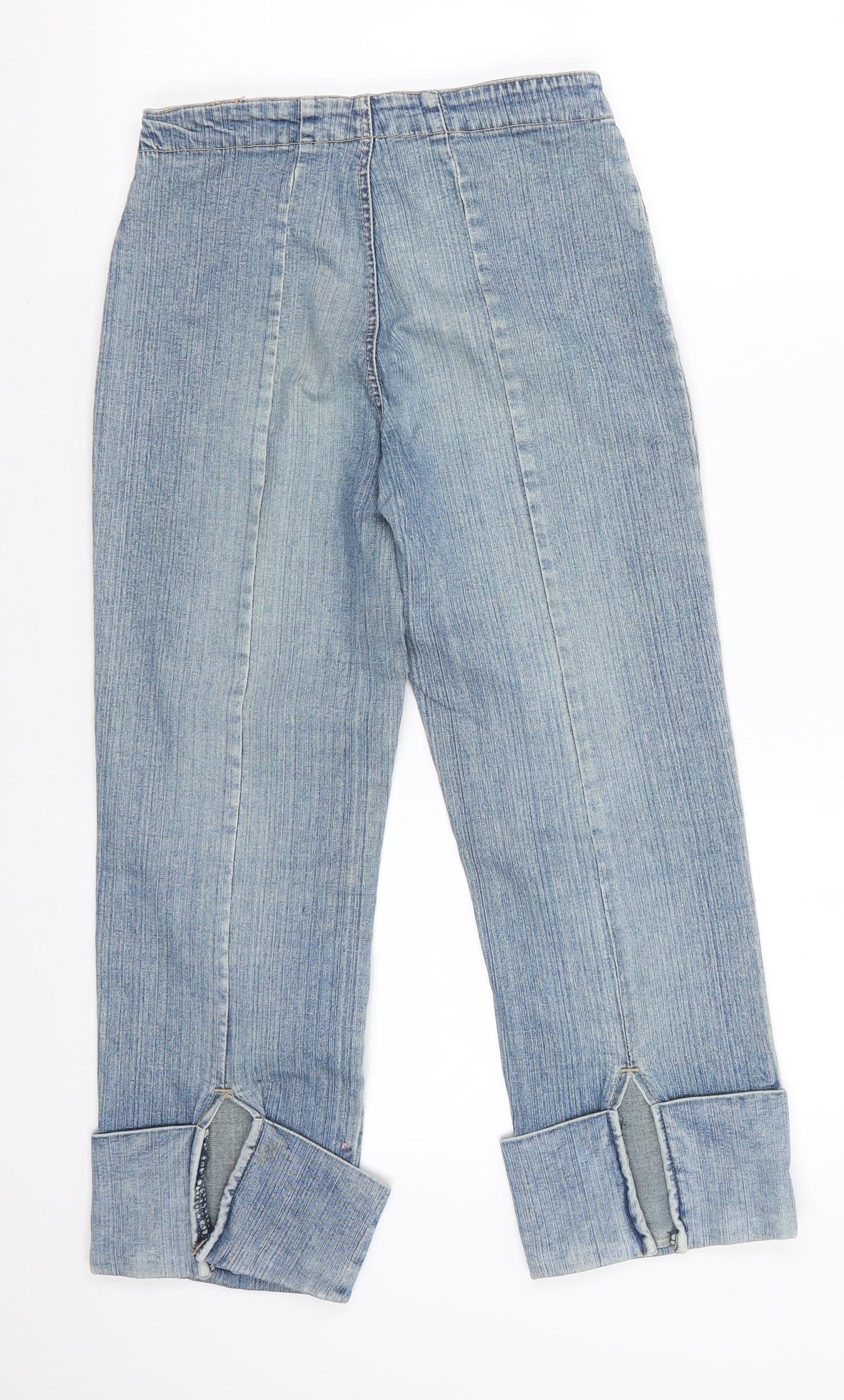 P Womens Blue  Cotton Cropped Jeans Size 10 L23 in Regular  - Vented Turn Ups