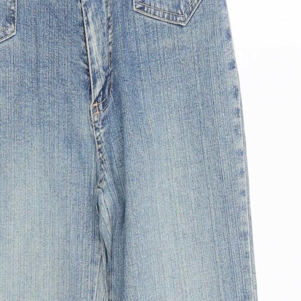 P Womens Blue  Cotton Cropped Jeans Size 10 L23 in Regular  - Vented Turn Ups