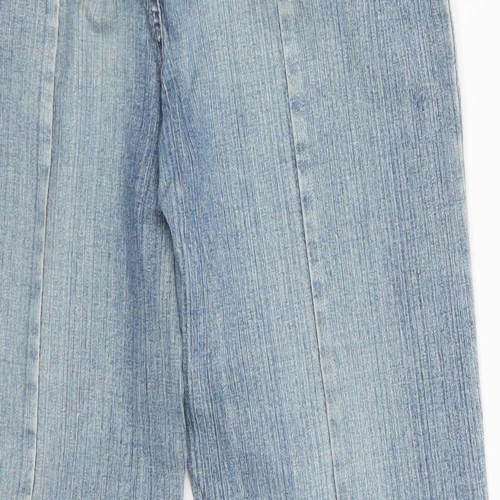 P Womens Blue  Cotton Cropped Jeans Size 10 L23 in Regular  - Vented Turn Ups