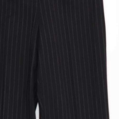 Dorothy Perkins Womens Black Striped Polyester Trousers  Size 14 L30.5 in Regular  - White Stripe Turn Ups