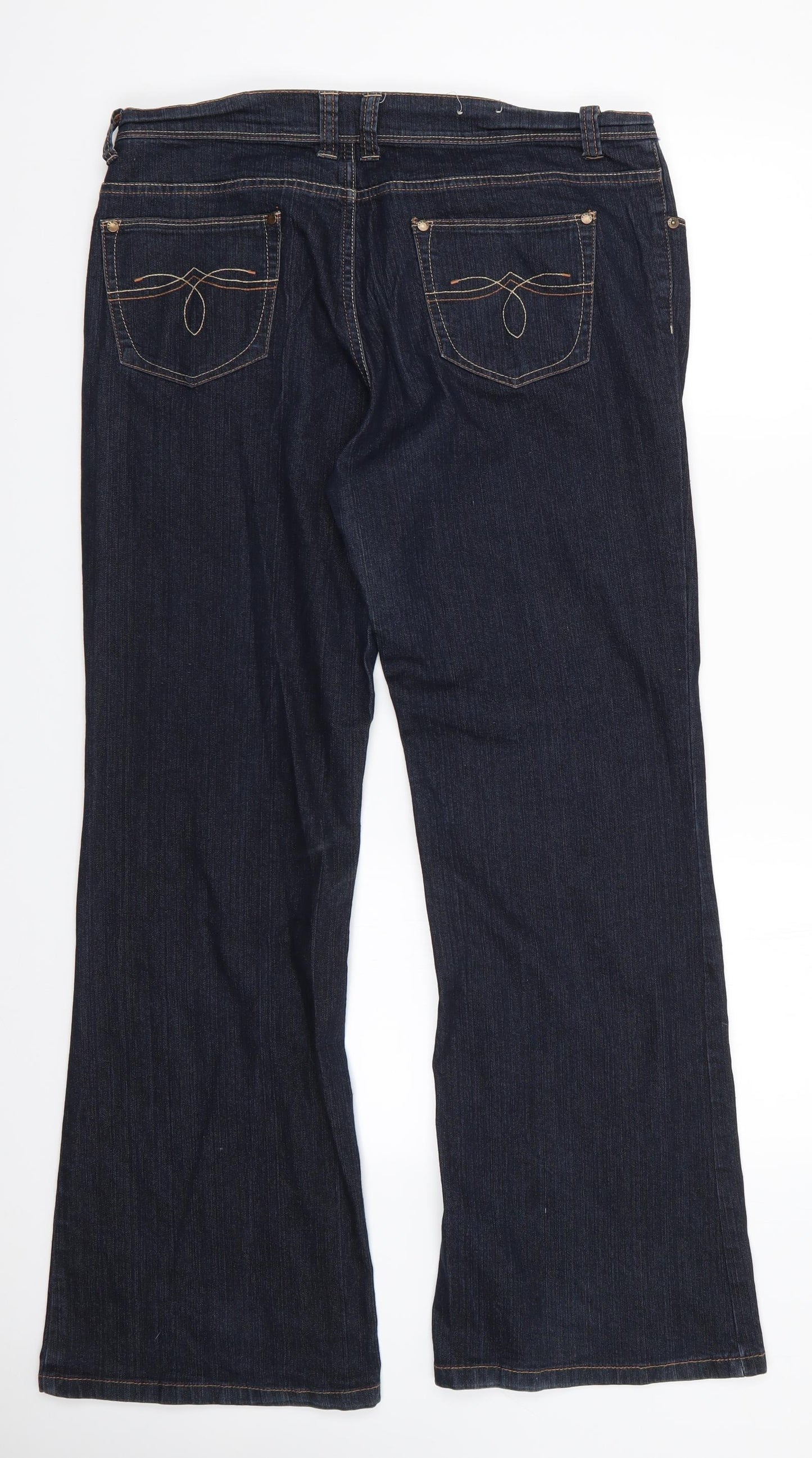 Yes Yes Womens Blue  Cotton Bootcut Jeans Size 16 L31 in Regular  - Dark Blue
