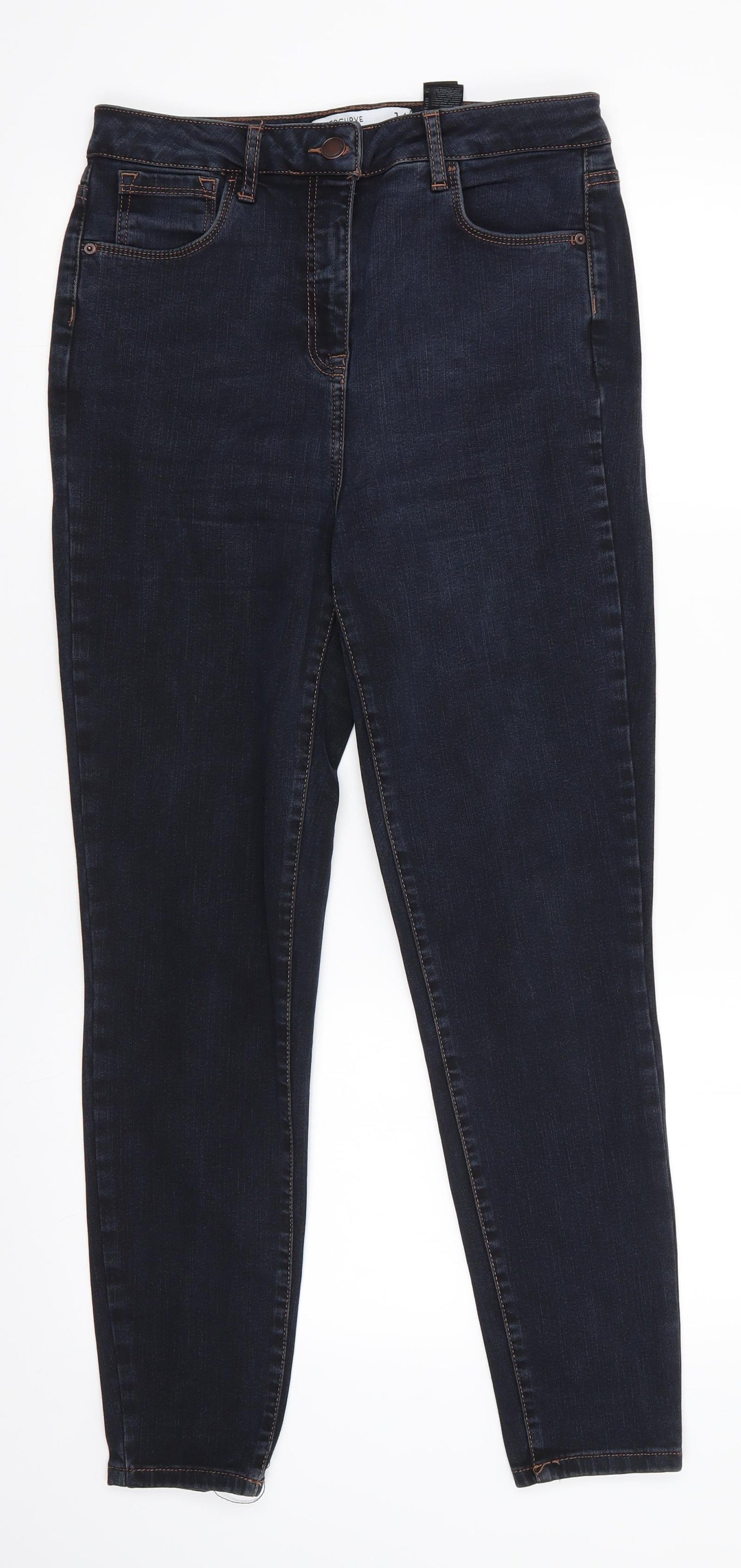 NEXT Womens Blue  Lyocell Skinny Jeans Size 14 L27.5 in Regular  - Dark Blue Hypercurve Super High Waist